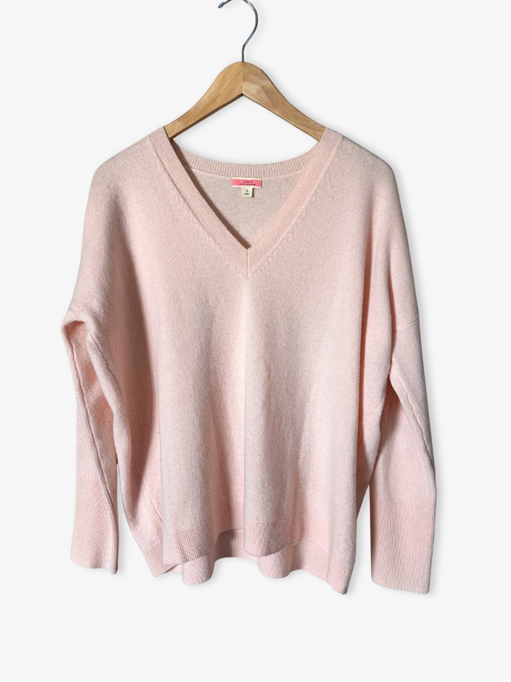 J.Crew 100% Cashmere V-Neck Sweater Pastel Light Pink Size Small Balletcore